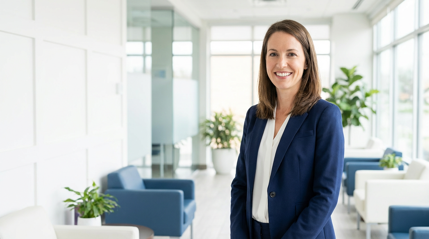 Profissional de saúde em clínica moderna